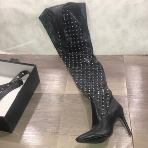 Azalea Wang Thigh Crotch OTK Boots Studded Design Harness Belt super stretch New